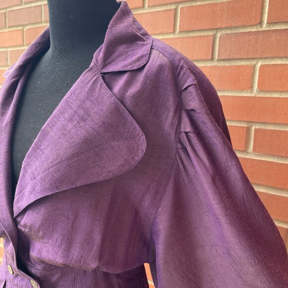 Vintage Shirtdress 80s John Ranta Iridescent Purple Shirt Dress| Size Large - Picture 4 of 16